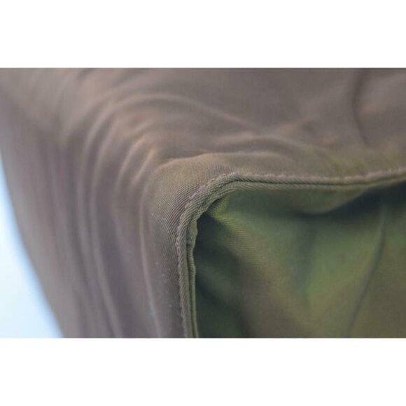 Prada Brown Iridescent Nylon And Brown Leather With Heavy Gold Handles Satchel - Picture 5 of 9